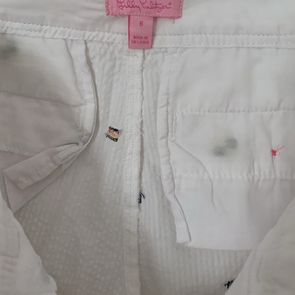 Women’s Lilly Pulitzer Cotton Shorts White w/Detailed Nautical Seersucker Sz.6 - Picture 9 of 11